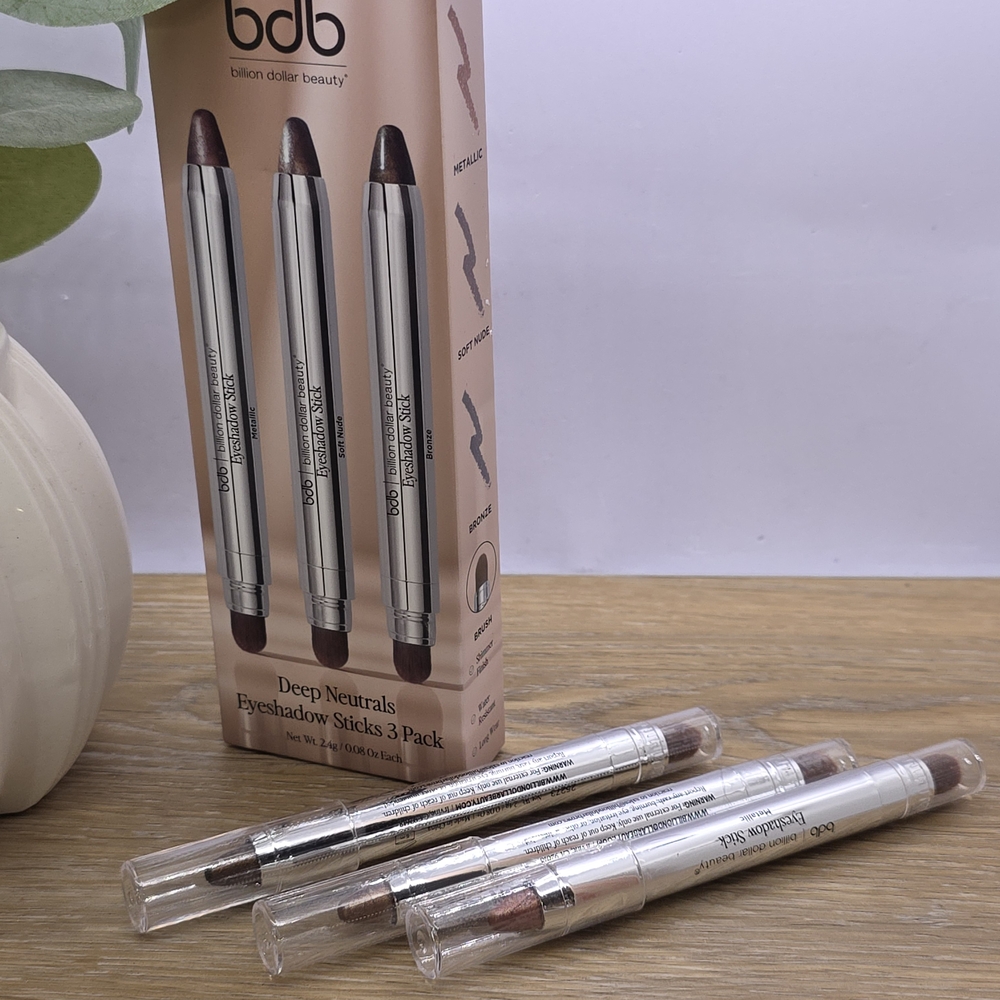 bdb Billion Dollar Beauty Deep Neutrals Eyeshadow Sticks – 3-Pack Metallic Set